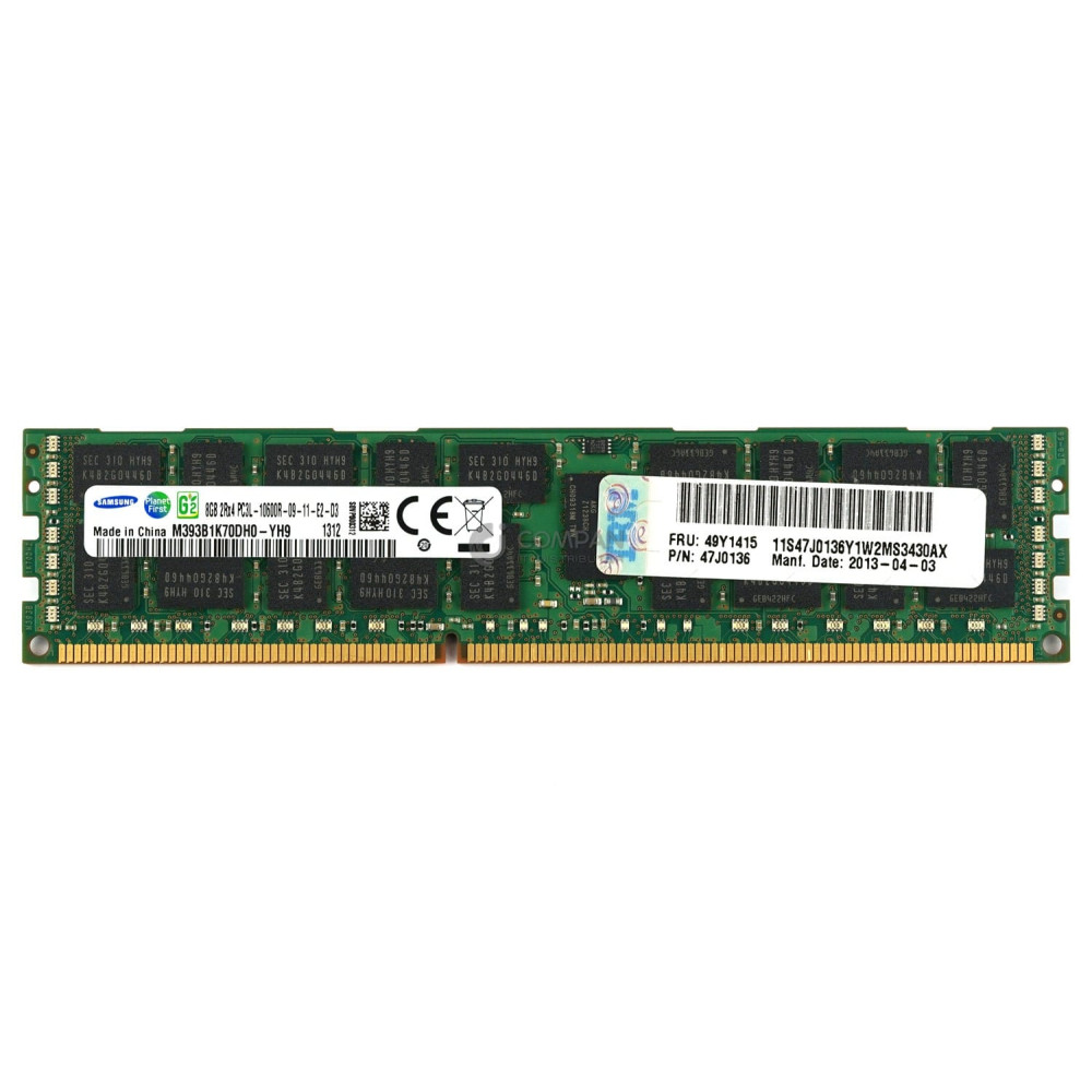 49Y1415 IBM DDR3 8GB 2RX4 PC3L-10600 1333MHZ RDIMM
